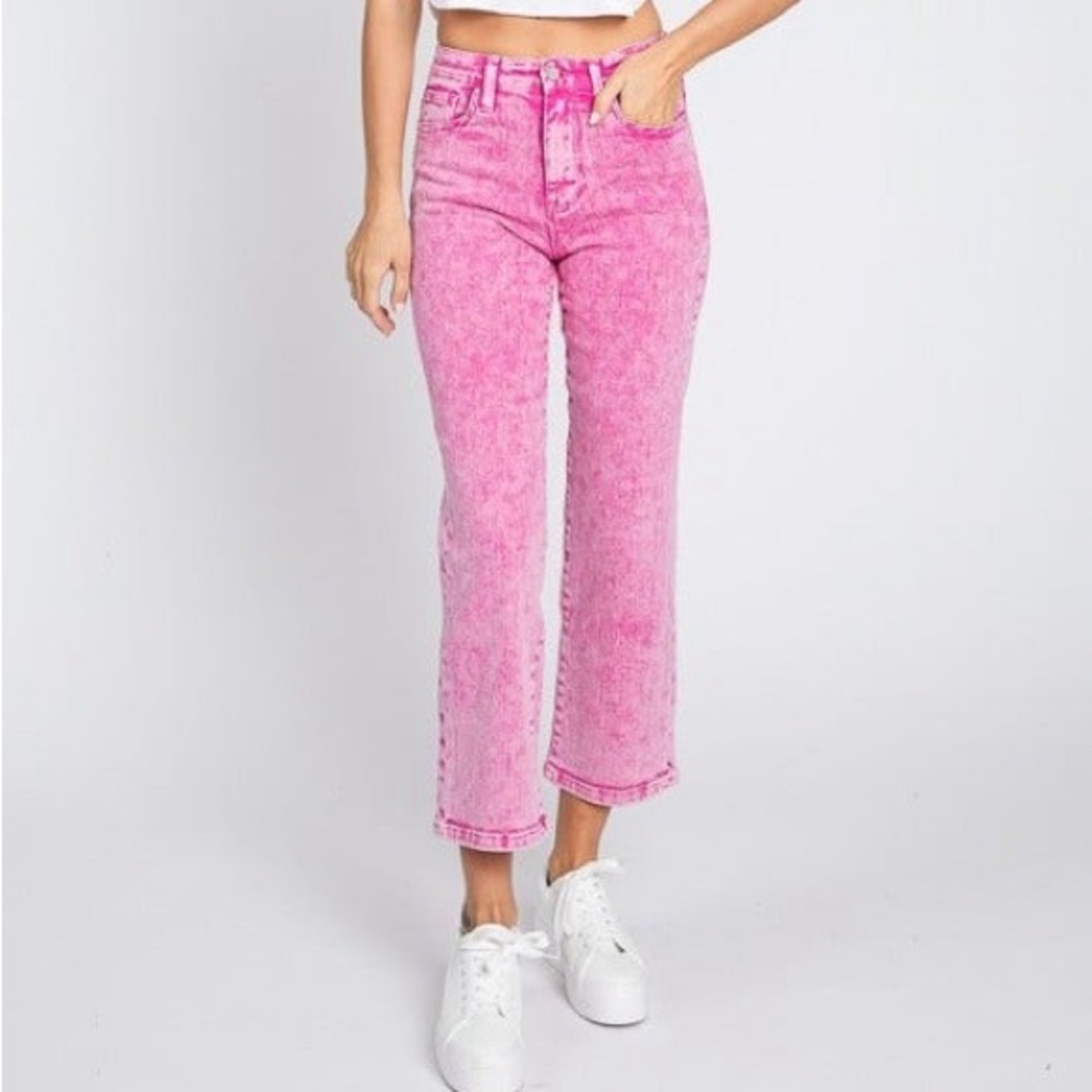High-Rise Pink Straight-Leg Women's Jeans